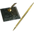 Black Marble Single Pen Stand- Gold Desk Pen and Funnel